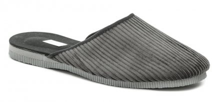 Pánská domácí nazouvací obuv s plnou špicí, vyrobená z textilního materiálu.