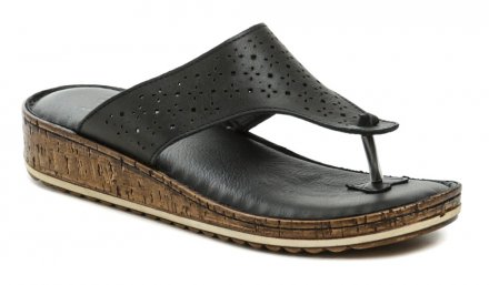Dámská letní vycházková obuv typu nazouváky s úchopem mezi prsty . Obuv je vyrobená z pravé přírodní kůže.