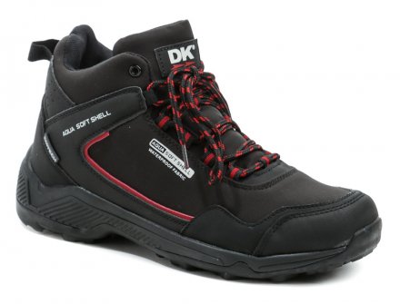 Pánská celoroční outdoorová kotníčková obuv značky DK na šněrování, vyrobená z kombinace syntetického a textilního voděodolného SOFTSHELL materiálu.